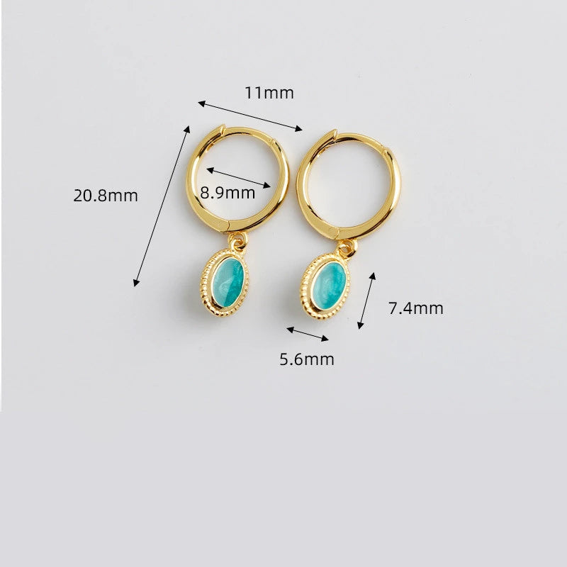 ANYCO Earrings Gold Plated Luxury Chic Round Green Zircon Stud For Women Girl Teen Fashion Stylish Accessories Jewelry Gifts