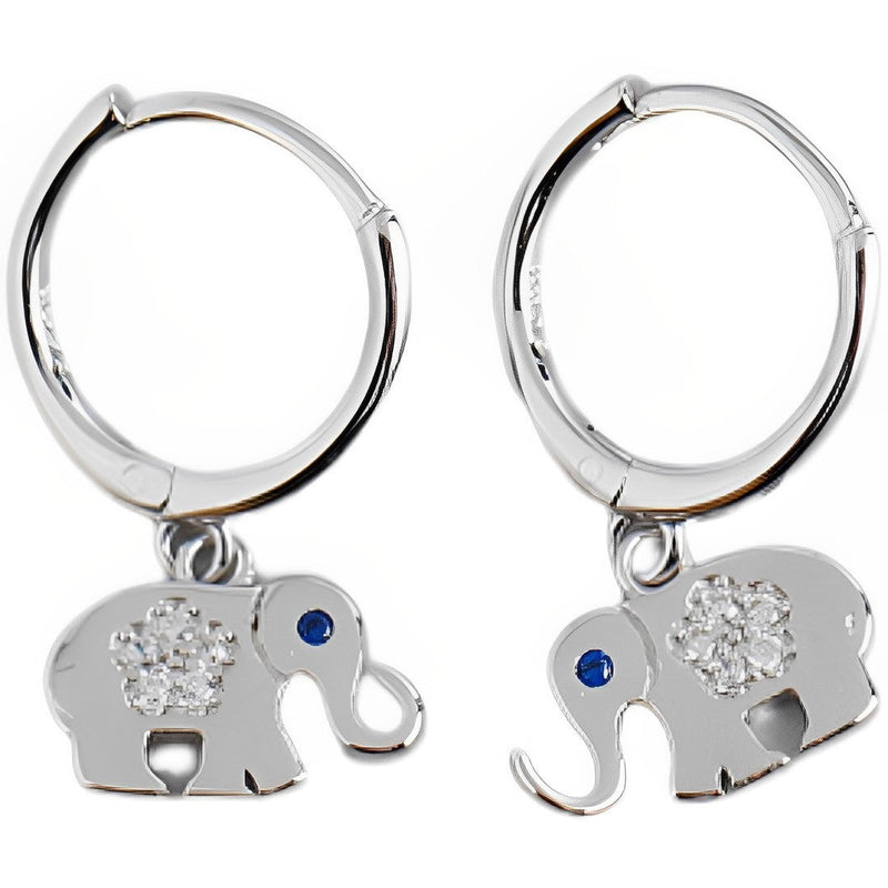 ANYCO Earrings Sterling Silver Classic Lucky Blue Zircon Elephant Stud For Women Girl Teen Perfect Fine Fashion Stylish Accessories Jewelry Gifts