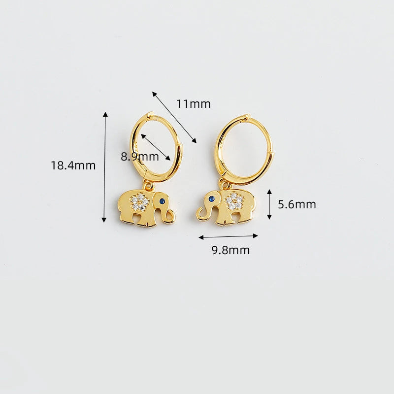 ANYCO Earrings Sterling Silver Classic Lucky Blue Zircon Elephant Stud For Women Girl Teen Perfect Fine Fashion Stylish Accessories Jewelry Gifts