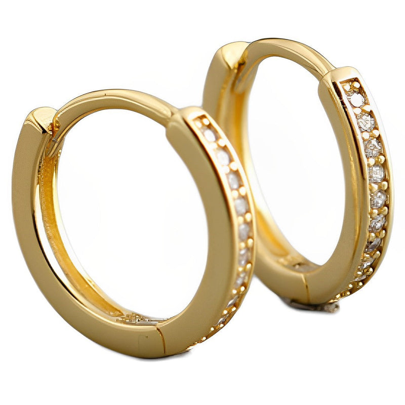 ANYCO Earrings Gold Plated Minimalist Round 11mm Ear Buckle For Women Girl Teen Chic Perfect Fashion Stylish Accessories Jewelry Gifts