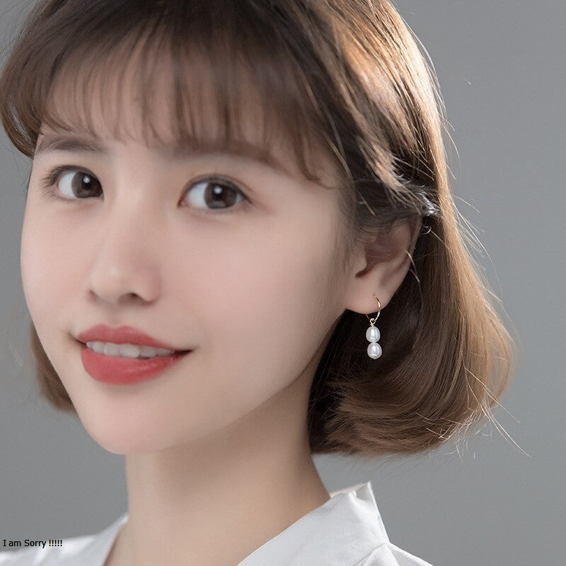 ANYCO Fashion Earrings  Sterling Silver Fashion Statement Gold Natural Baroque Pearl Earrings for Women Chic Charms Sweet Jewelry Accessories