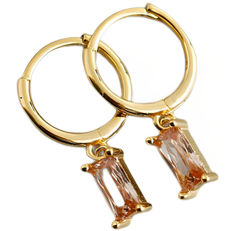 ANYCO Earrings Gold Plated Light Yellow Geometric Square 6 Colors Hanging Stud For Women Girl Teen Chic Fashion Stylish Accessories Jewelry Gifts