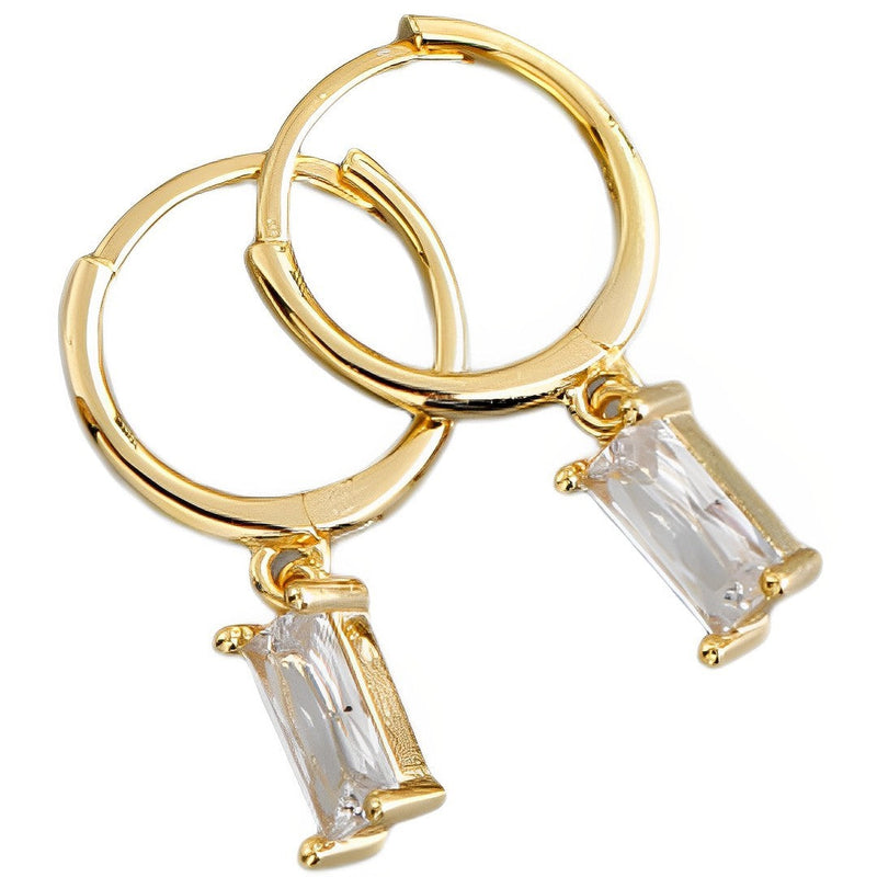 ANYCO Earrings Gold Plated White Geometric Square 6 Colors Hanging Stud For Women Girl Teen Chic Fashion Stylish Accessories Jewelry Gifts