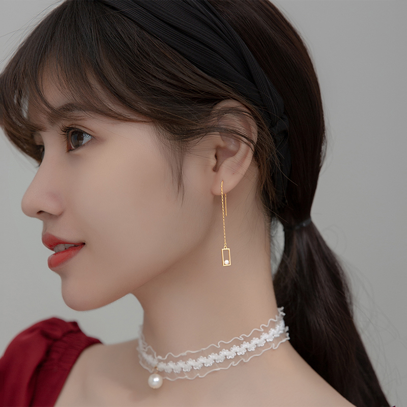 ANYCO Fashion Earrings Genuine 925 Sterling Silver Simple Geometric Luxury Zircon Ear Buckle for Women Teen Party Jewelry Gift