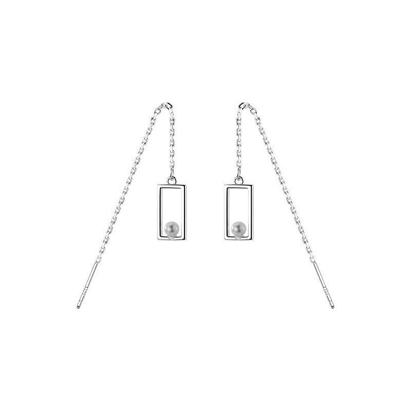 ANYCO Fashion Earrings Genuine 925 Sterling Silver Simple Geometric Luxury Zircon Ear Buckle for Women Teen Party Jewelry Gift