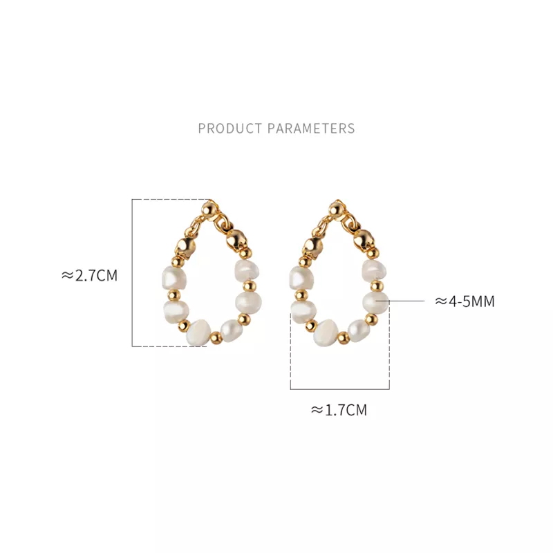 ANYCO Fashion Earrings Gold 925 Sterling Silver Bohemian Freshwater Baroque Pearl Circle Huggies for Women 18k Jewelry