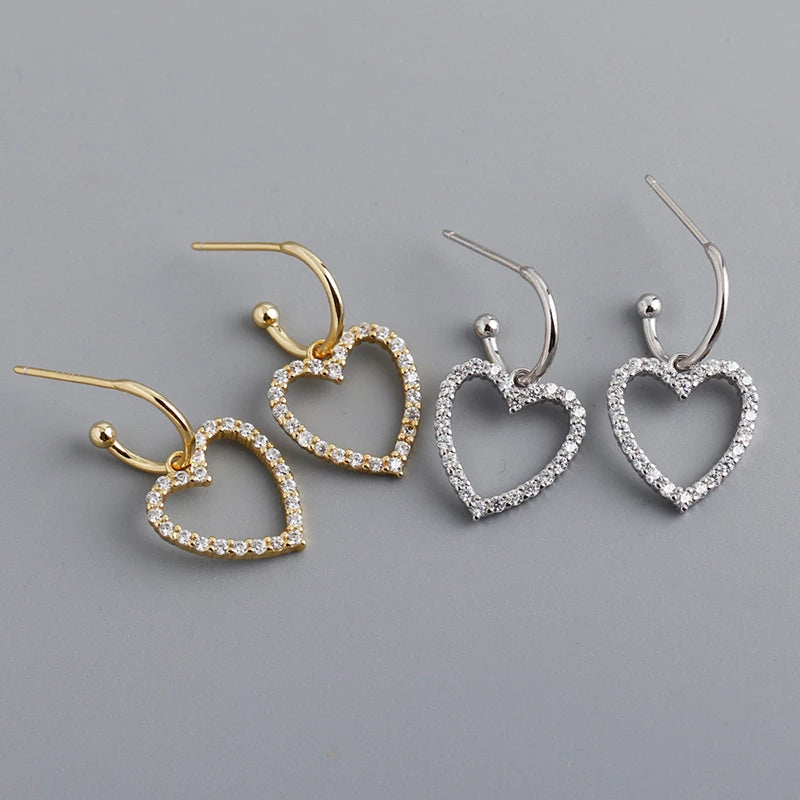 ANYCO Earrings Sterling Silver Classic European Love Heart Pendant Drop For Women Teen Fashion Stylish Accessories Jewelry Gifts