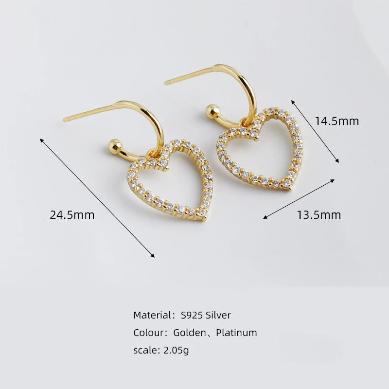 ANYCO Earrings Gold Plated Classic European Love Heart Pendant Drop For Women Teen Fashion Stylish Accessories Jewelry Gifts