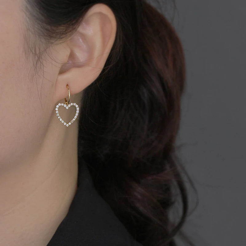 ANYCO Earrings Gold Plated Classic European Love Heart Pendant Drop For Women Teen Fashion Stylish Accessories Jewelry Gifts