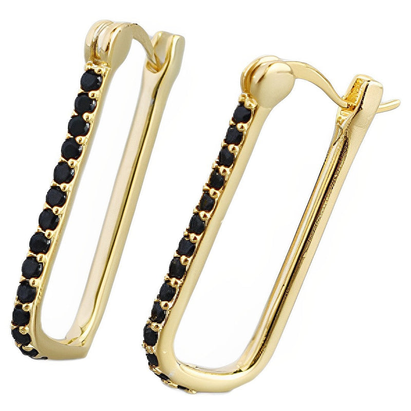 ANYCO Fashion Stud Earrings Gothic Geometric Black Crystal Zircon Gold Rock Bohemia Party Jewelry Black