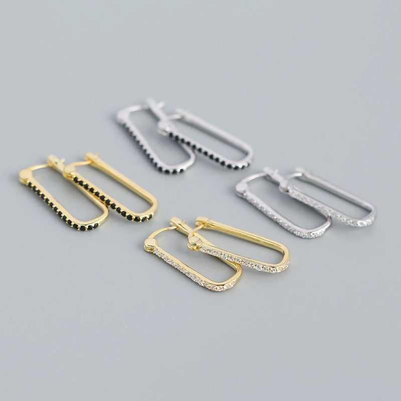 ANYCO Fashion Stud Earrings Gothic Geometric Black Crystal Zircon Gold Rock Bohemia Party Jewelry Black