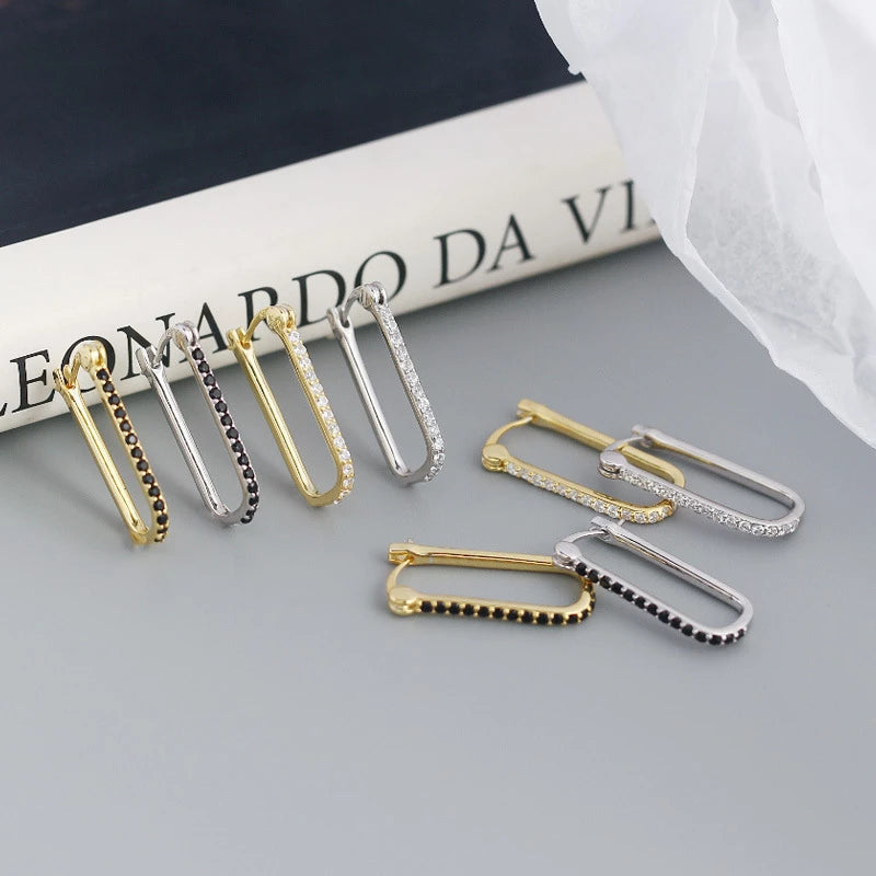 ANYCO Fashion Stud Earrings Gothic Geometric Black Crystal Zircon Gold Rock Bohemia Party Jewelry Black