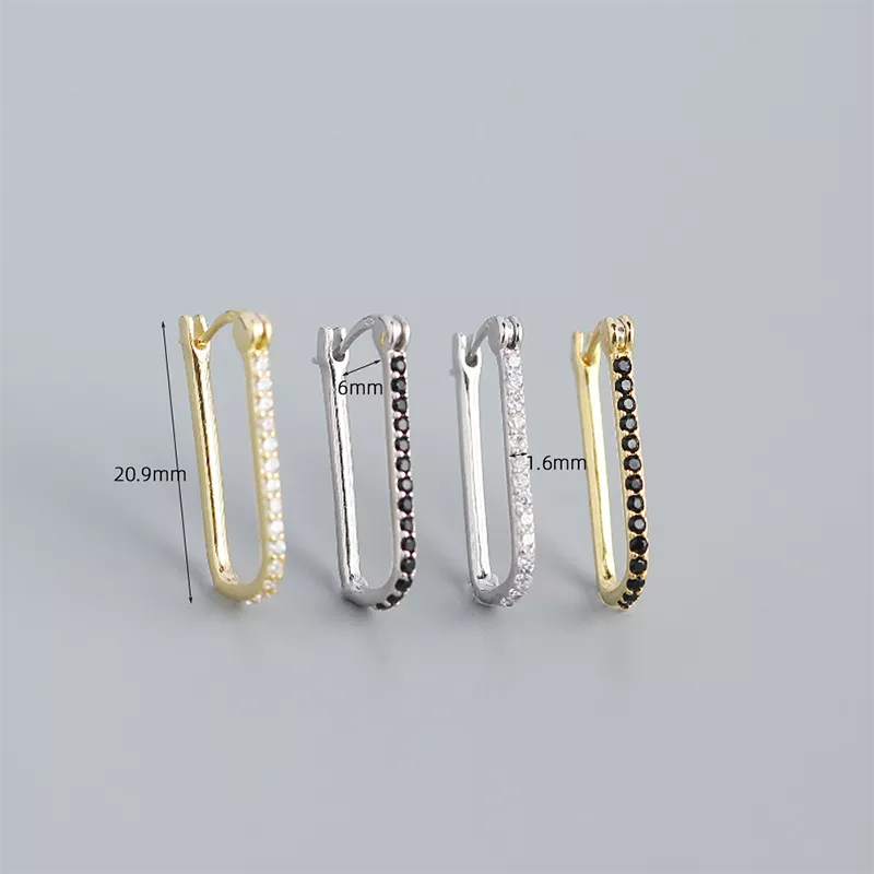 ANYCO Fashion Stud Earrings Gothic Geometric Black Crystal Zircon Gold Rock Bohemia Party Jewelry Black