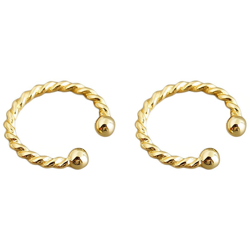 ANYCO Earrings Punk Rock Twist Circle Gold Ear Clip Hoop For Kids Women Wedding Jewelry Gift Pair