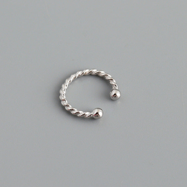 ANYCO Earrings Punk Rock Twist Circle Sterling Silver Ear Clip Hoop For Kids Women Wedding Jewelry Gift 1 pc