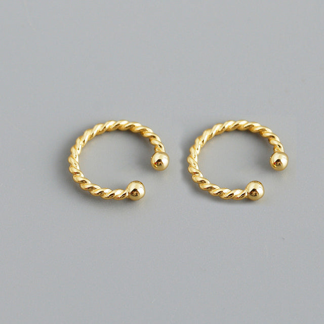 ANYCO Earrings Punk Rock Twist Circle Gold Ear Clip Hoop For Kids Women Wedding Jewelry Gift Pair