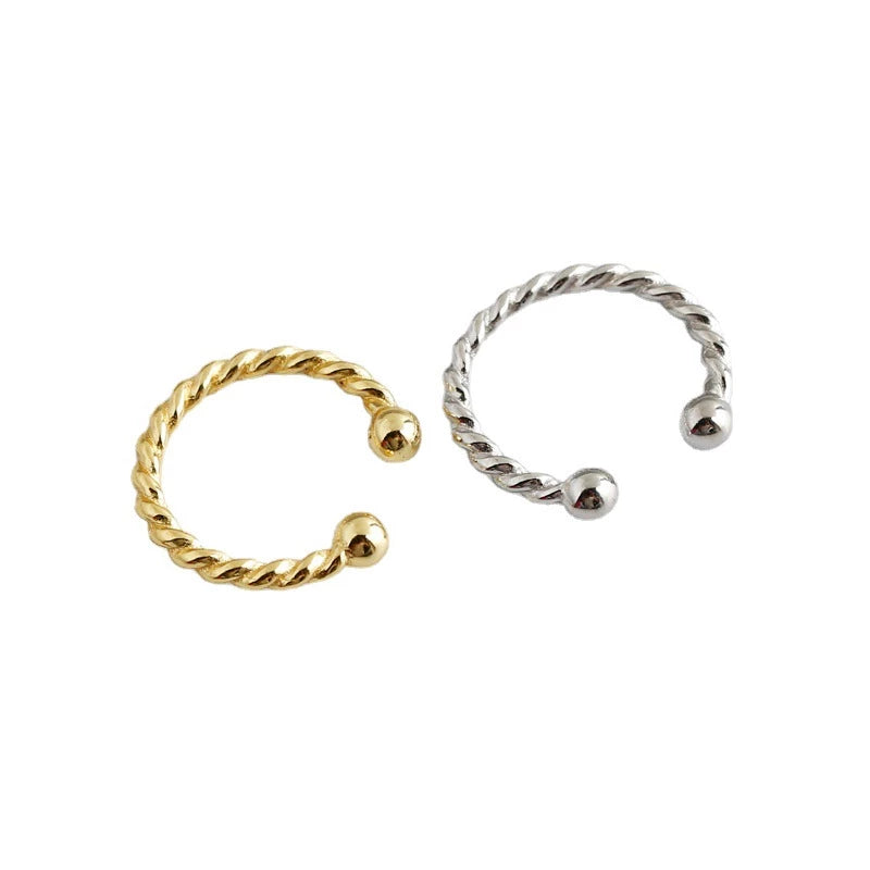 ANYCO Earrings Punk Rock Twist Circle Gold Ear Clip Hoop For Kids Women Wedding Jewelry Gift 1 pc