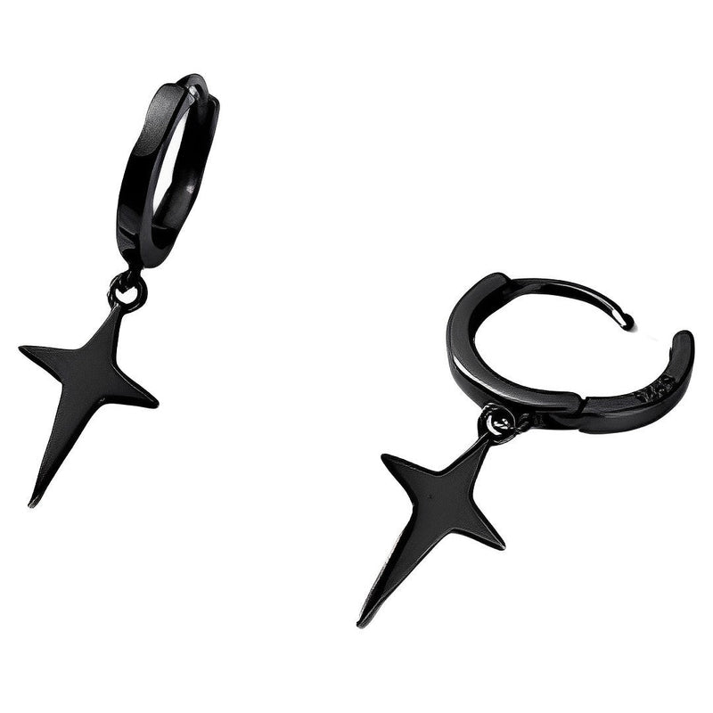 ANYCO Fashion Earrings Black 925 Sterling Silver Rock Men's Hanging Simple Black CCross Women Jewelry Accessories