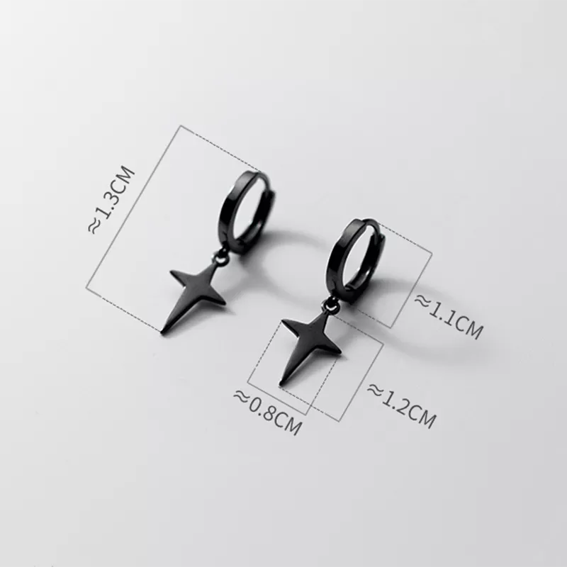 ANYCO Fashion Earrings Black 925 Sterling Silver Rock Men's Hanging Simple Black CCross Women Jewelry Accessories