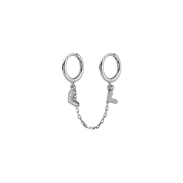 ANYCO Fashion Earrings Silver 925 Sterling Unique Love Heart Chain Charm for Women Bohemian Fine Party Ear Buckle Jewelry