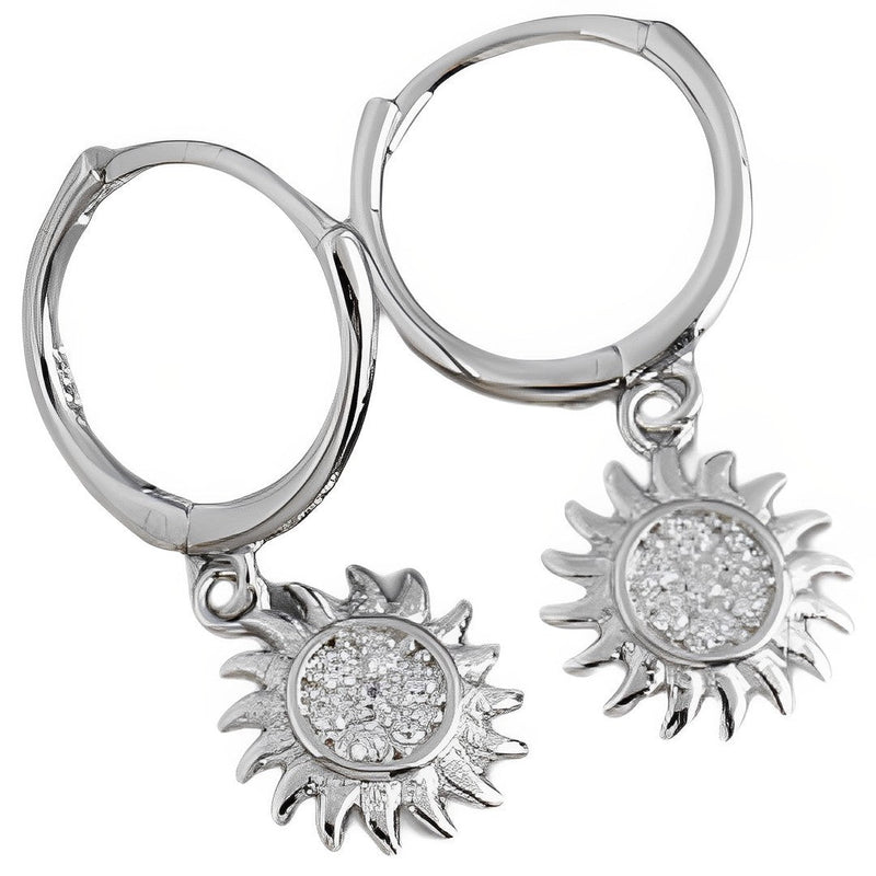 ANYCO Earrings Sterling Silver Rock Punk Round Zircon Sunflower Stud For Women Girl Teen Fashion Stylish Accessories Jewelry Gifts