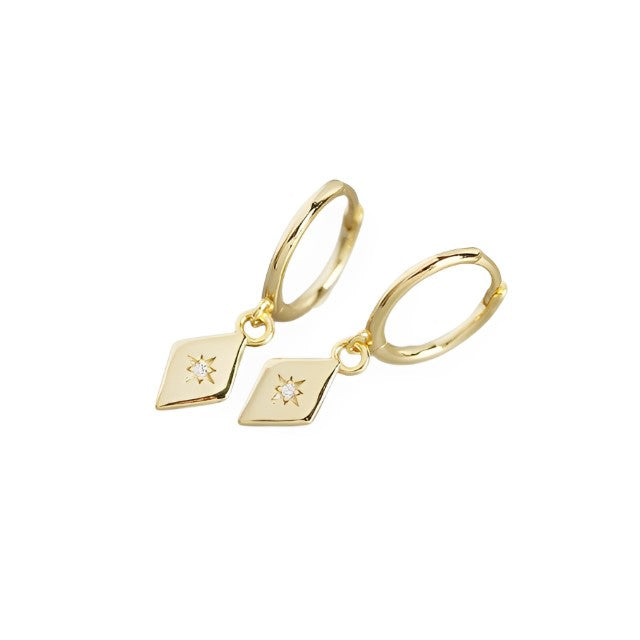 ANYCO Earrings Gold Plated Simple Geometric Zircon Pendant Stud For Women Girl Teen Perfect Fashion Stylish Accessories Jewelry Gifts