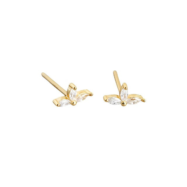 ANYCO Earrings Gold Plated Simple Romantic Clover Mini Small Stud  For Women Girl Teen Elegant Perfect Fashion Stylish Accessories Jewelry Gifts