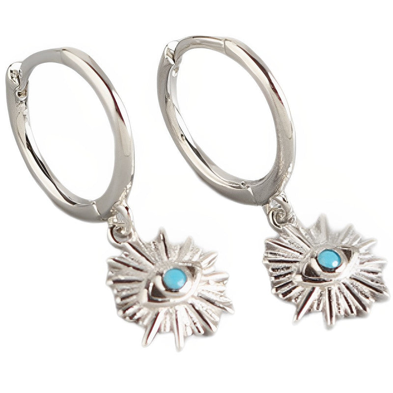 ANYCO Earrings Sterling Silver Geometric Blue Zircon Cute Eye Stud For Women Girl Teen Perfect Elegant Fashion Stylish Accessories Jewelry Gifts