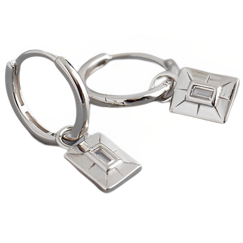 ANYCO Earrings Sterling Silver Luxury Square French Eye Gold Charm Pendant Drop For Women Teen Fashion Stylish Accessories Jewelry Gifts