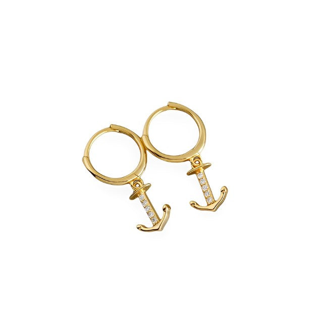 ANYCO Earrings Gold Plated Minimalist Punk Anchor Ear For Women Girl Teen Chic Fashion Stylish Accessories Jewelry Gifts