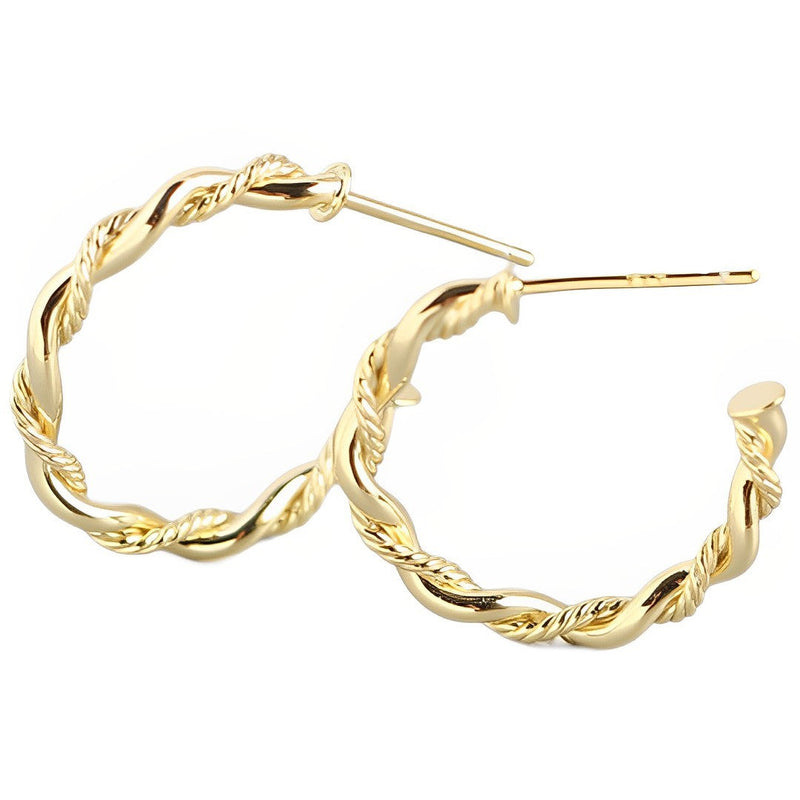 ANYCO Earrings Gold Plated Bohemian Minimalist Endless Circle Twist Stud For Women Girl Teen Fashion Stylish Accessories Jewelry Gifts