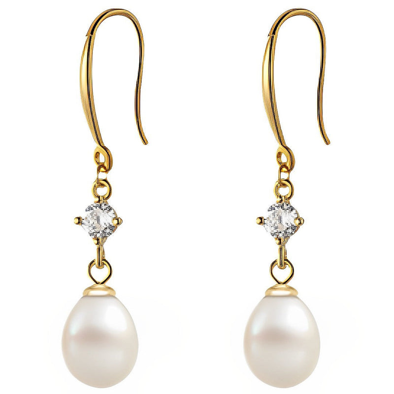 ANYCO Fashion Earrings Gold 925 Sterling Silver Elegant Natural Baroque Pearl Pendant Women Charming  Jewelry
