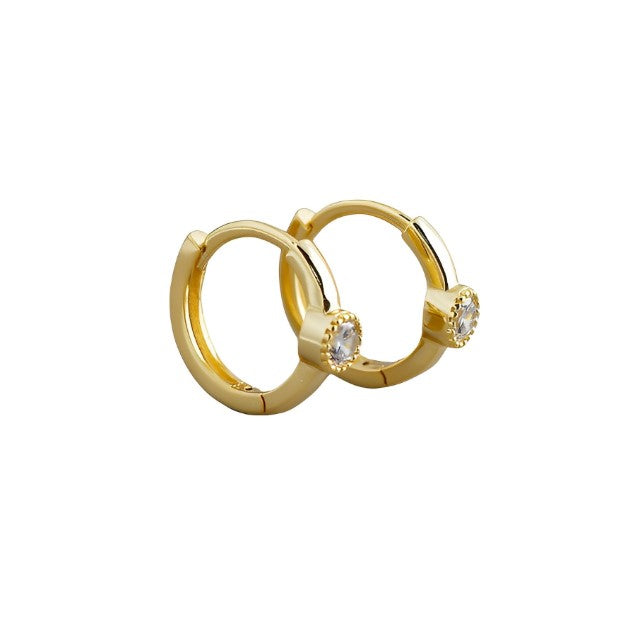 ANYCO Earrings Gold Plated Minimalist Round Zircon Ear Buckle Chic Wild For Women Girl Fashion Stylish Rock Punk Accessories Jewelry Gifts