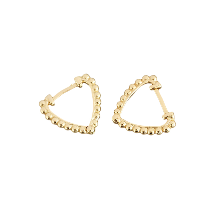 ANYCO Earrings Gold Plated Minimalist Beads Triangle Ear Buckle For Women Girl Teen Fine Fashion Stylish Accessories Jewelry Gifts