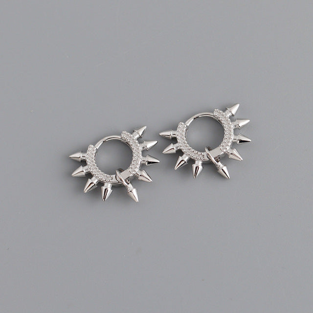 ANYCO Earrings Sterling Silver Bohemian Geometric Spike Rivet Ear Buckle For Women Girl Teen Chic Fashion Stylish Accessories Jewelry Gifts