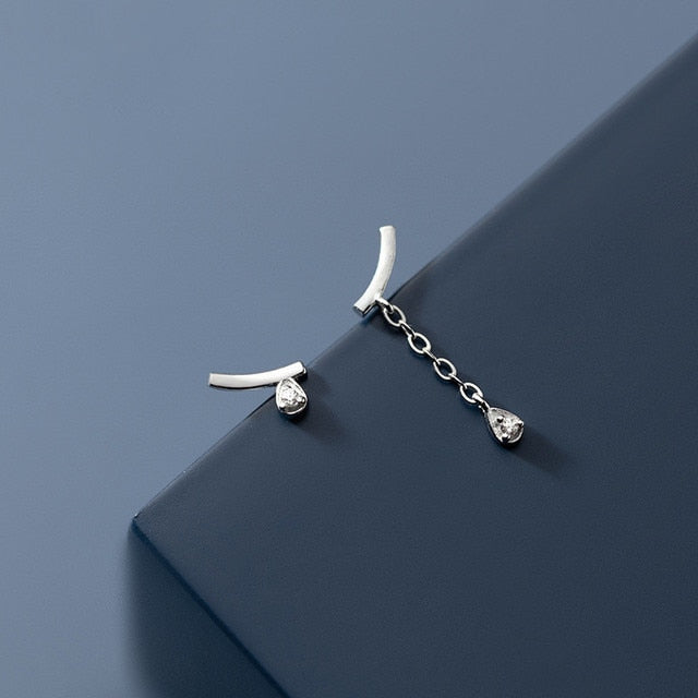 ANYCO Fashion Earrings 925 Sterling Silver Personality Unique Tassel Pendant Zircon Stud for Women Chic Trendy Party Jewelry Gift