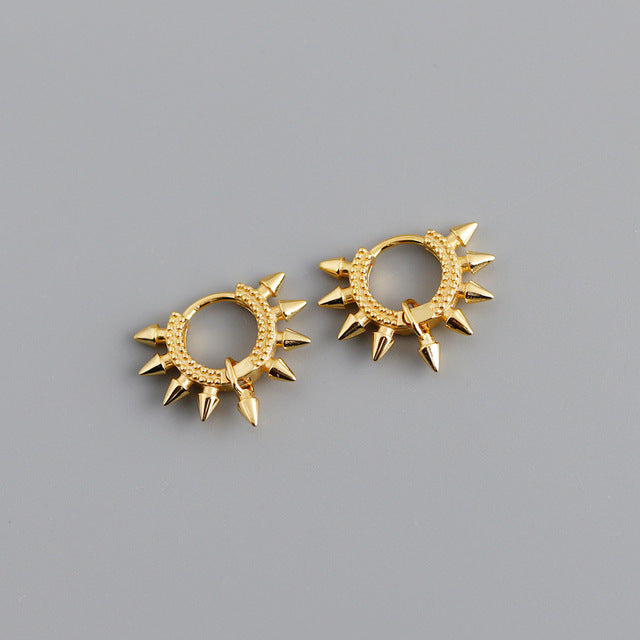 ANYCO Earrings Gold Plated Bohemian Geometric Spike Rivet Ear Buckle For Women Girl Teen Chic Fashion Stylish Accessories Jewelry Gifts