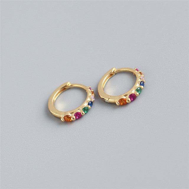 ANYCO Earrings Gold Plated Luxury Colorful Zircon Ear Chic Princess For Women Girl Teen Chic Fashion Stylish Accessories Jewelry Gifts