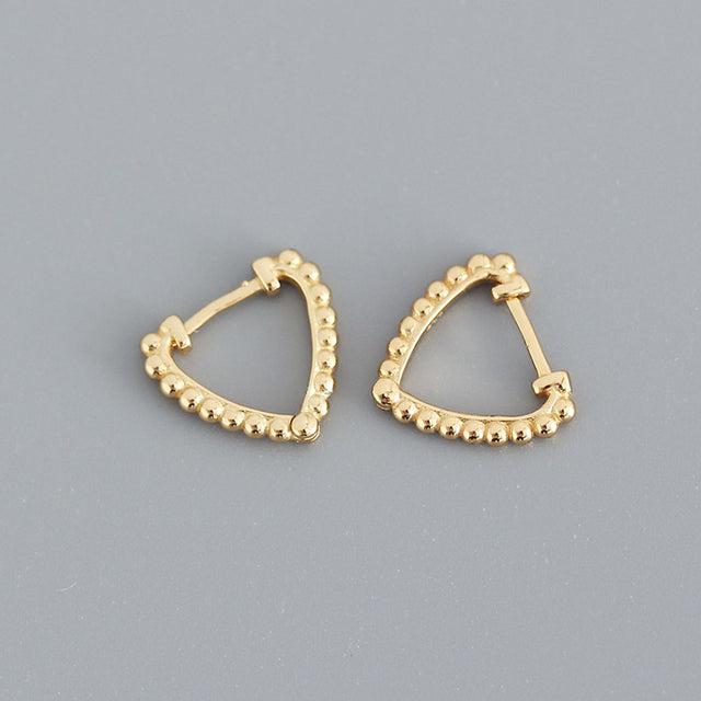 ANYCO Earrings Gold Plated Minimalist Beads Triangle Ear Buckle For Women Girl Teen Fine Fashion Stylish Accessories Jewelry Gifts