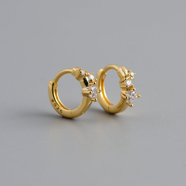 ANYCO Earrings Gold Plated Simple Pave Chic Zircon Circle Huggie Hoop For Women Girl Teen Fashion Stylish Accessories Jewelry Gifts