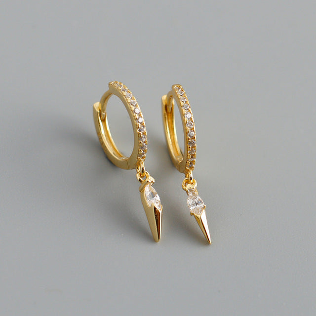 ANYCO Earrings Gold Plated Bohemian Geometric White Zircon Hanging Tassel Stud For Women Girl Teen Fine Fashion Stylish Accessories Jewelry Gifts