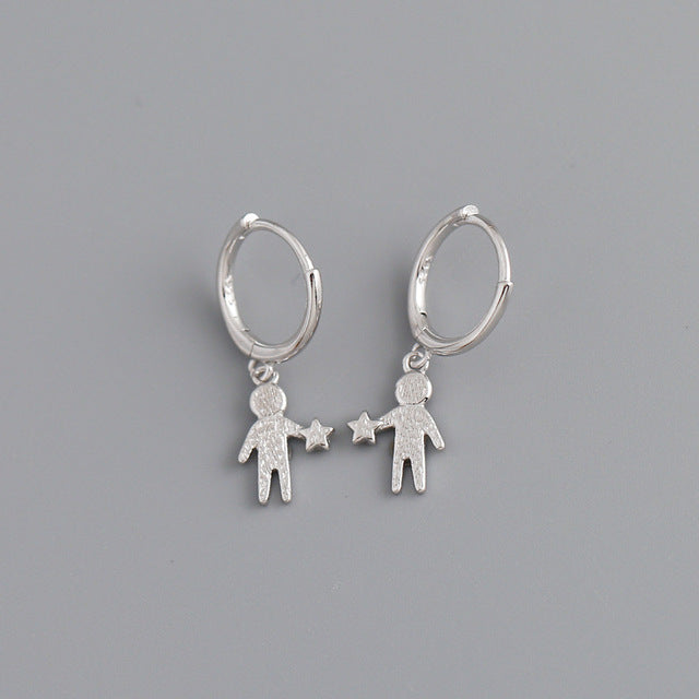 ANYCO Earrings Sterling Silver Minimalist Creative New Statue Portrait Star Buckle For Women Girl Fashion Stylish Rock Accessories Jewelry Gifts