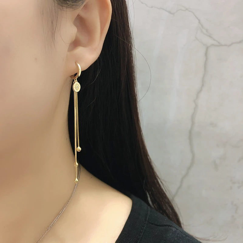 ANYCO Earrings Sterling Silver Gothic Ethnic Cross Tassel Earline For Women Girl Fashion Stylish Rock Punk Accessories Jewelry Gifts