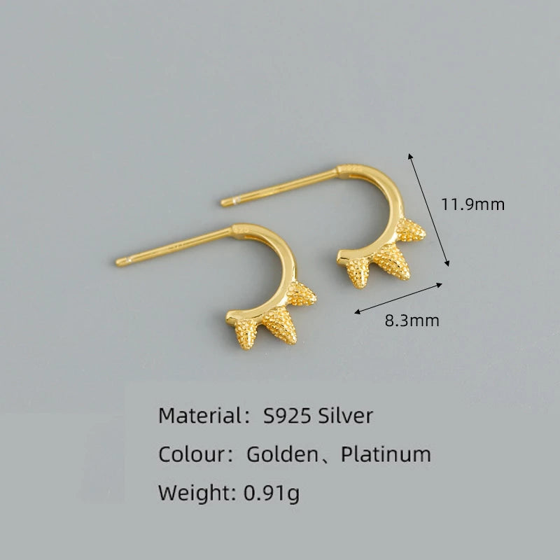 ANYCO Earrings Sterling Silver Bohemian Simple Punk Rivet Spiket Stud For Women Girl Teen Fine Fashion Stylish Accessories Jewelry Gifts