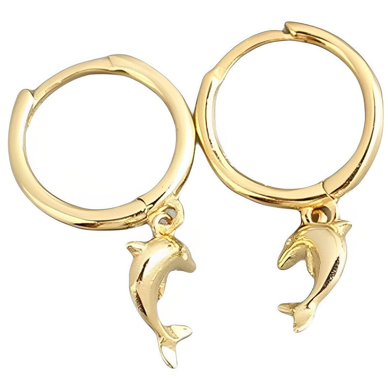 ANYCO Earrings Gold Plated Cute Romantic Dolphin Love Ball Animal Stud For Women Girl Teen Chic Fashion Stylish Accessories Jewelry Gifts