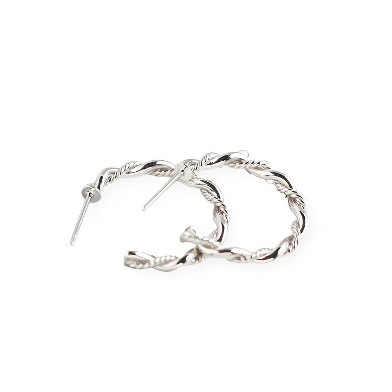 ANYCO Earrings Sterling Silver Bohemian Minimalist Endless Circle Twist Stud For Women Girl Teen Fashion Stylish Accessories Jewelry Gifts