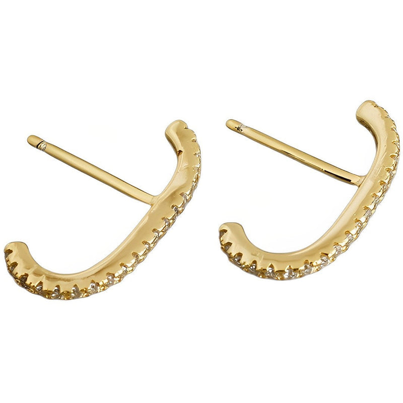 ANYCO Earrings Gold Plated Minimalist Bar French Exquisite Zircon Stud For Women Girl Fashion Stylish Rock Punk Accessories Jewelry Gifts