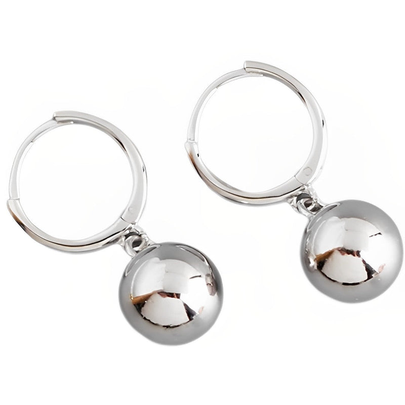 ANYCO Earrings Sterling Silver Minimalist 8mm Round Bead Pendant Stud For Women Girl Teen Chic Fashion Stylish Accessories Jewelry Gifts