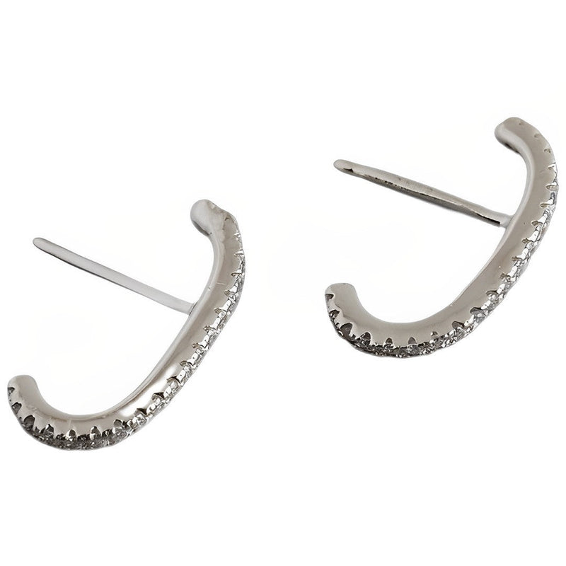 ANYCO Earrings Sterling Silver Minimalist Bar French Exquisite Zircon Stud For Women Girl Fashion Stylish Rock Punk Accessories Jewelry Gifts