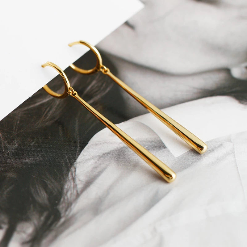 ANYCO Earrings Gold Plated Minimalist Long Water Drop Fringe  Rock Bohemian For Women Girl Fashion Stylish Rock Punk Accessories Jewelry Gifts